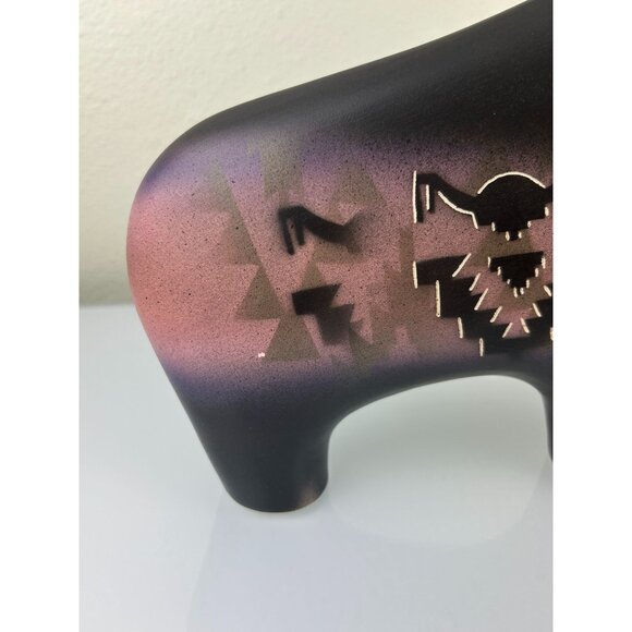 Navajo Signed Buffalo Ceramic Statue Native American Pottery Art Primitive READ - Picture 12 of 16